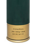 Green Shotgun Shell Medium Urn - Holds Half of an Adult's Ashes - Engraving Option