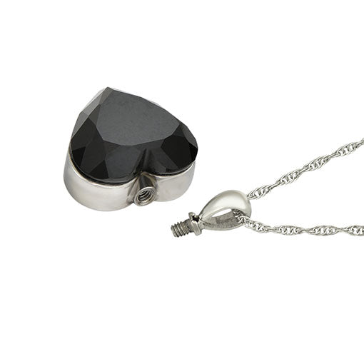 Black Mourning Heart Stainless Ash Urn