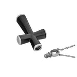 Black Onyx Cross Necklace Urn - Love Charms Option