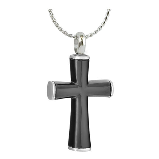 Black Onyx Cross Necklace Urn - Love Charms Option