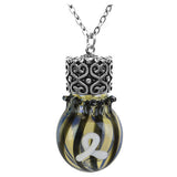 Black Ribbon Glass Cremation Jewelry Urn