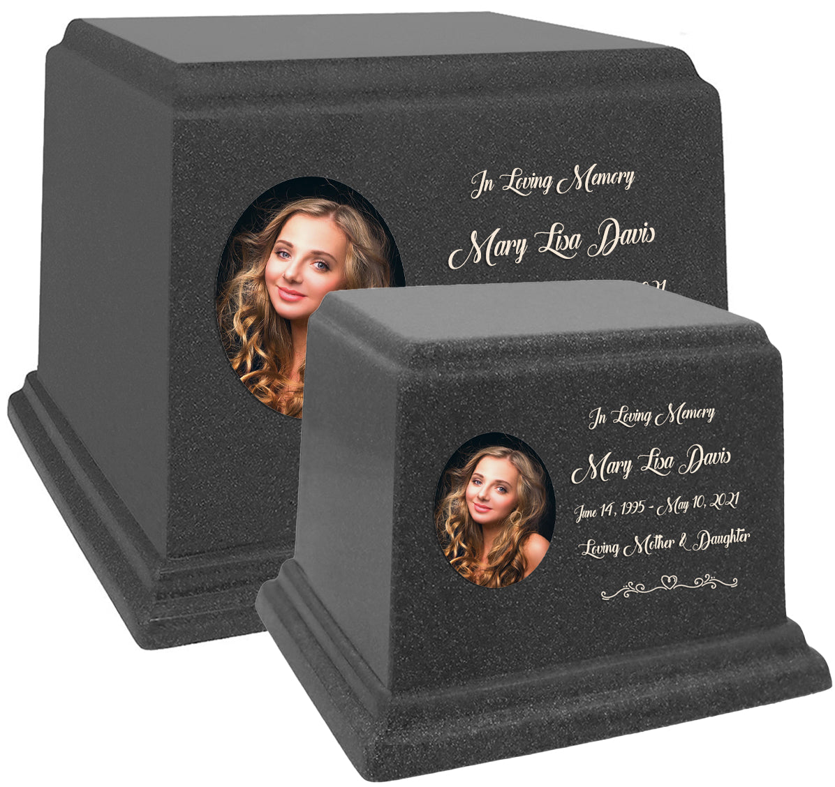 Black Photo Granite Large Adult or Medium Urn