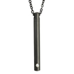 Black Slender Cylinder Cremation Jewelry Urn - Love Charm Option