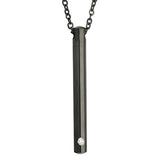 Black Slender Cylinder Cremation Jewelry Urn - Love Charm Option