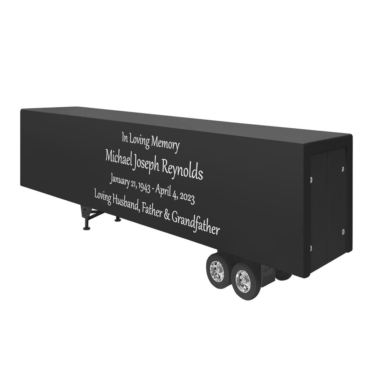 Trailer Cremation Urn & Peterbilt 389 Silver Truck Sleeper Décor