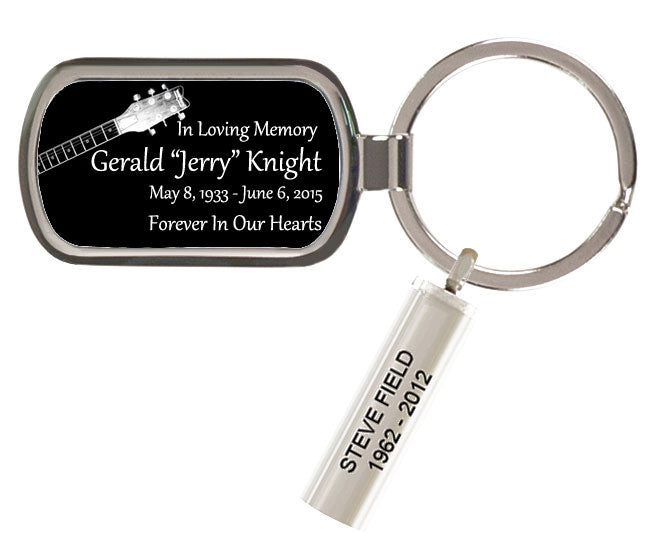 Black & White Guitar Memorial Keychain Urn