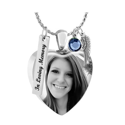 Black & White Photo Pendant Heart Urn - Love Charms Option