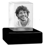 Rectangle 3D Crystal Black, Brown or White Keep The Memory® Wood Urn Set - 3D Crystal Photo Engraved Wood Urn
