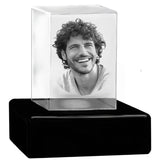 Rectangle 3D Crystal Black, Brown or White Keep The Memory® Wood Urn Set - 3D Crystal Photo Engraved Wood Urn