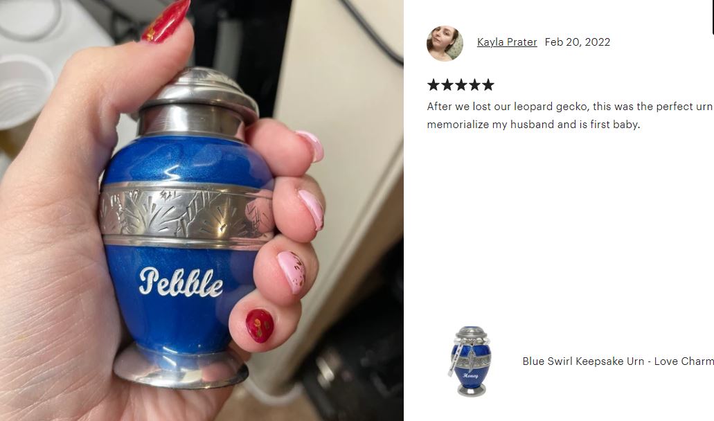Blue Swirl Keepsake Urn - Love Charms® Option - Engraving Option