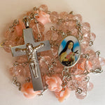 Pink Rose Rosary Necklace Urn