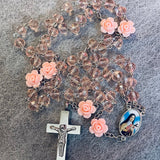 Pink Rose Rosary Necklace Urn
