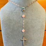 Pink Rose Rosary Necklace Urn