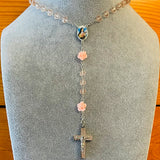 Pink Rose Rosary Necklace Urn