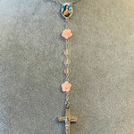Pink Rose Rosary Necklace Urn