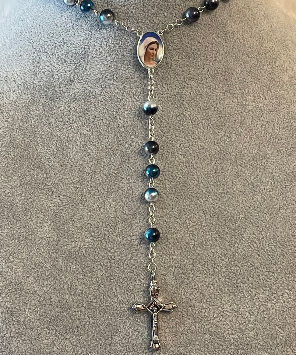 Blessed Mary Rosary Necklace Urn