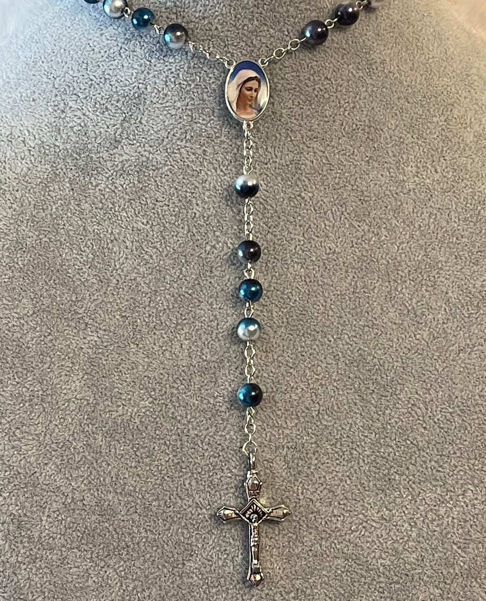 Blessed Mary Rosary Necklace Urn