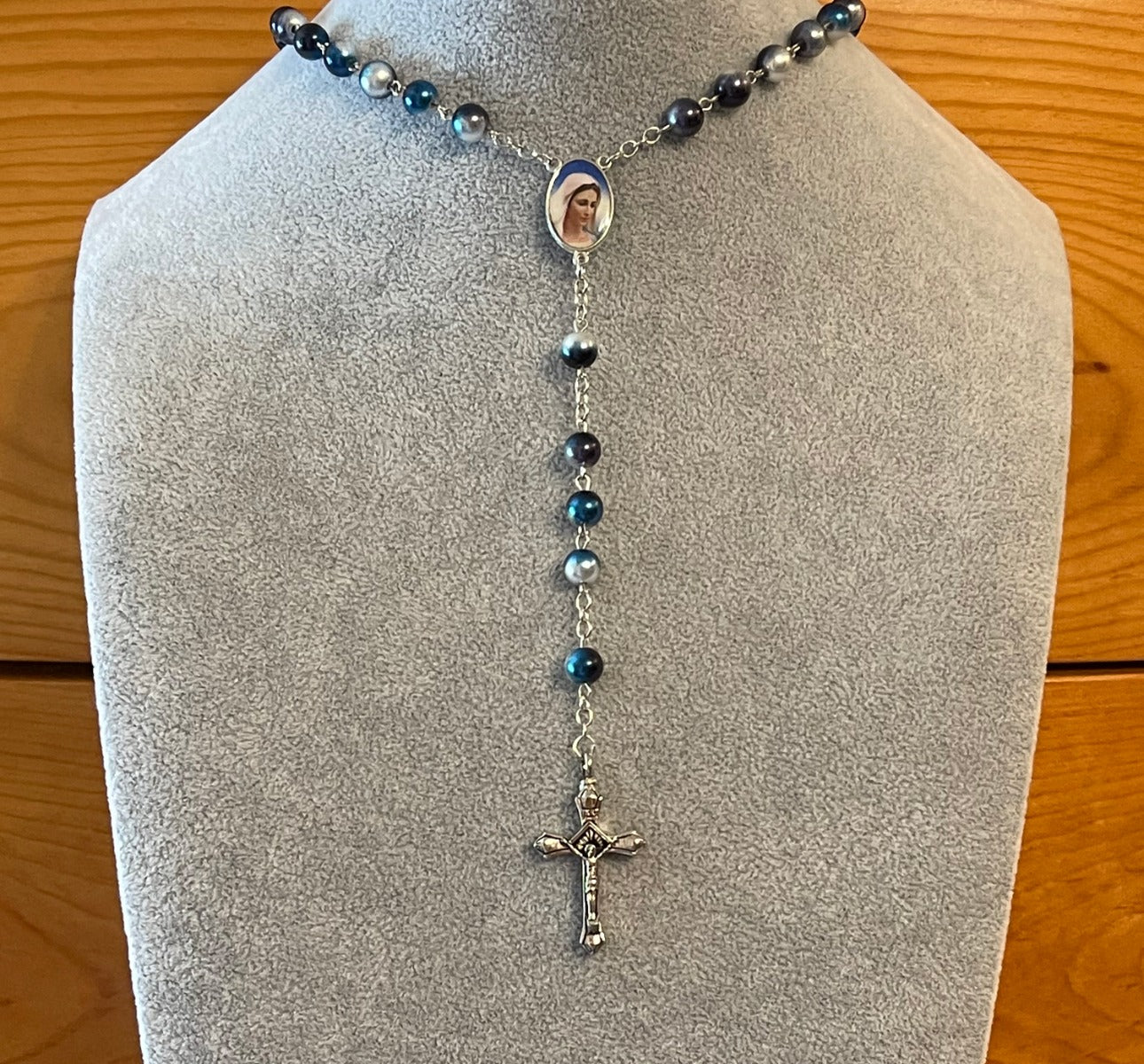 Blessed Mary Rosary Necklace Urn