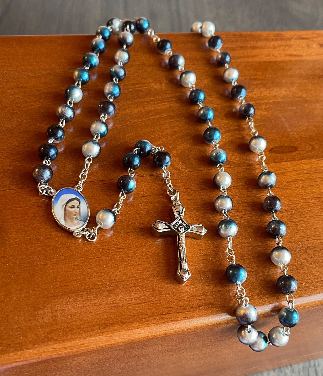 Blessed Mary Rosary Necklace Urn