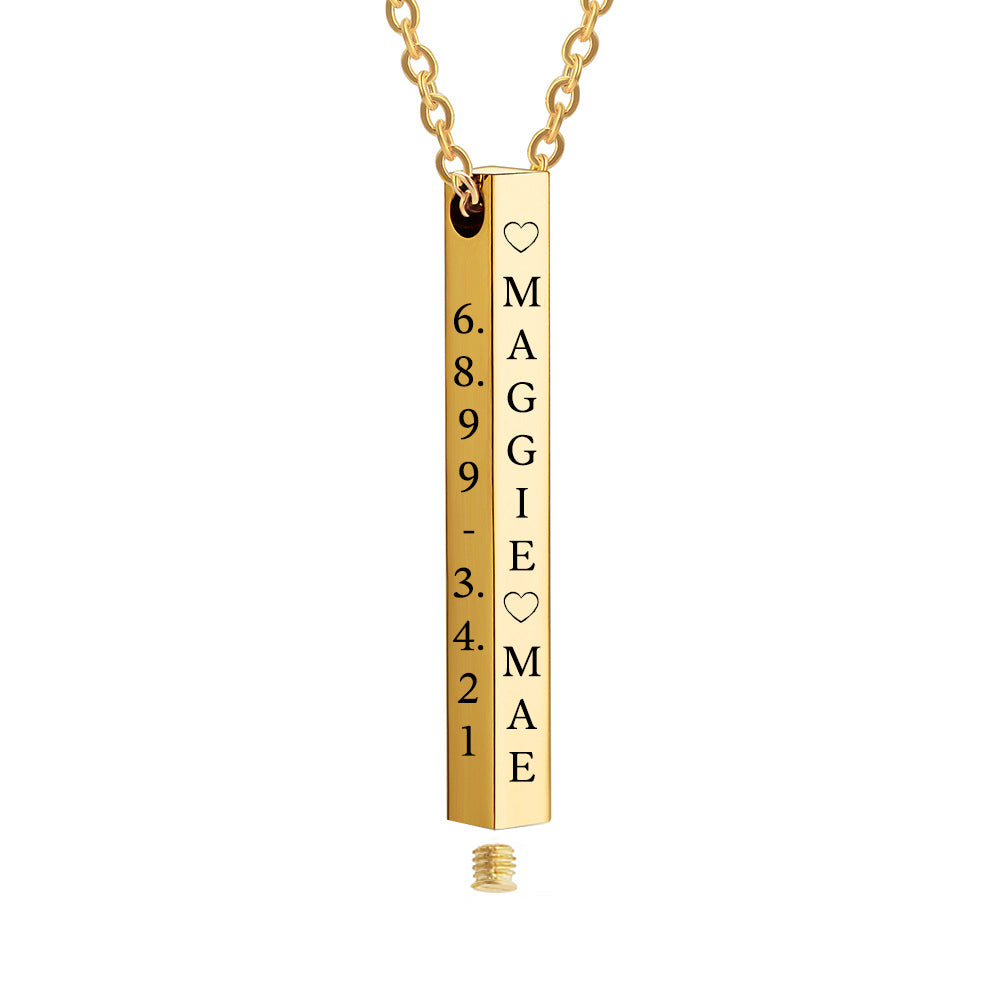 Gold Bar Block Ash Urn - Option 4 Sides Engraved