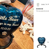 Blue Marbled Heart Keepsake Urn - Stand Option