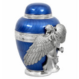 Wings of an Angel Blue Adult Urn - Pro Laser Engraving - Burial Vault Option