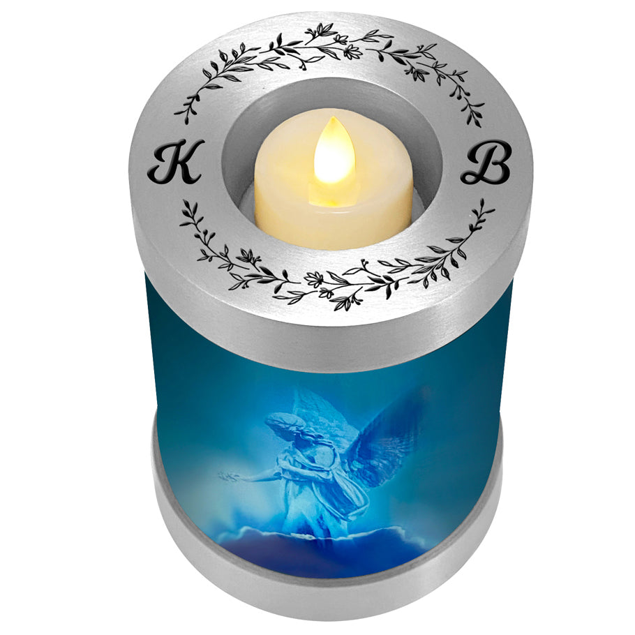 Blue Angel Candle Cremation Urn - Engraving Available - LED Candle Included