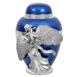 Wings of an Angel Blue Adult Urn - Pro Laser Engraving - Burial Vault Option