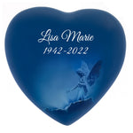 Blue Angel of Protection Heart Keepsake Urn - Stand Option