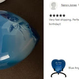 Blue Angel of Protection Heart Keepsake Urn - Stand Option