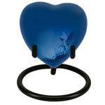 Blue Angel of Protection Heart Keepsake Urn - Stand Option
