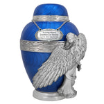 Wings of an Angel Blue Adult Urn - Pro Laser Engraving - Burial Vault Option