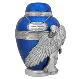 Wings of an Angel Blue Adult Urn - Pro Laser Engraving - Burial Vault Option