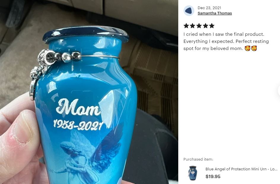 Blue Angel of Protection Mini Urn - Love Charms™ Option