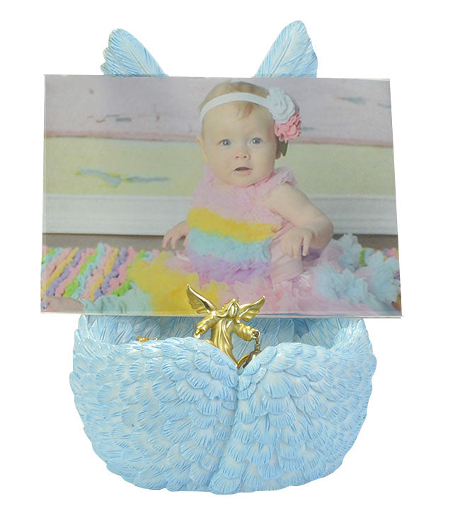 Blue Angel Wings Preemie Infant Urn - Plate Option