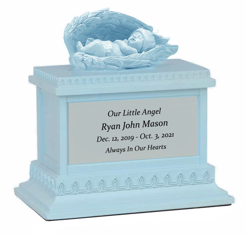 Toddler Blue Baby Column Urn - Free Engraving