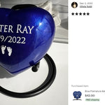 Blue Swirl Engraved Heart Keepsake Urn - Stand Option