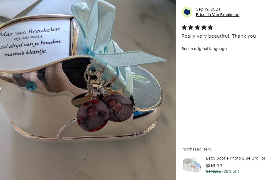 Blue Bootie Photo Baby Urn