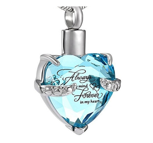 Blue Always & Forever Heart Stainless Ash Urn
