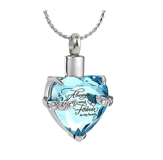 Blue Always & Forever Heart Stainless Ash Urn - Love Charms Option