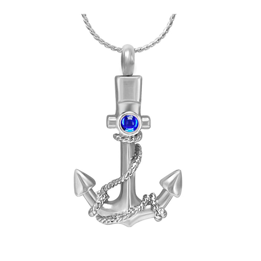 Blue Anchor Crystal Ash Pendant Urn - Love Charms™ Option
