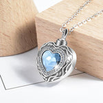 Blue Crystal Heart Cremation Jewelry Urn - Love Charms™ Option