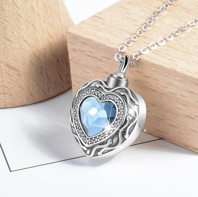 Crystal Heart Cremation Jewelry Urn - Love Charms™ Option