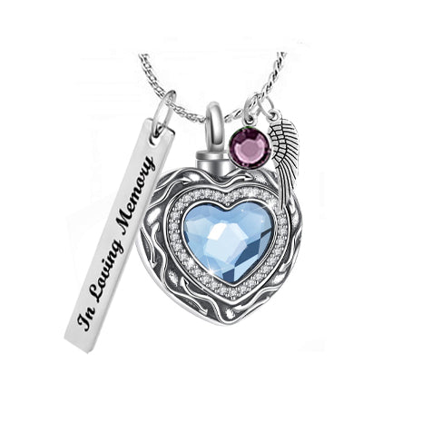 Crystal Heart Cremation Jewelry Urn - Love Charms™ Option