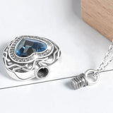 Blue Crystal Heart Cremation Jewelry Urn - Love Charms™ Option