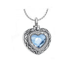 Blue Crystal Heart Cremation Jewelry Urn - Love Charms™ Option