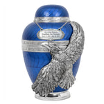 Soaring Eagle Blue Adult Urn - Pro Laser Engraving - Burial Vault Option