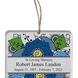 Flowers Memorial Ornament - 3 Lines of Personalization