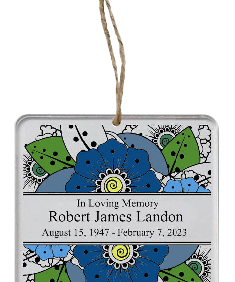 Flowers Memorial Ornament - 3 Lines of Personalization