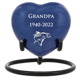 Blue Swirl Engraved Heart Keepsake Urn - Stand Option